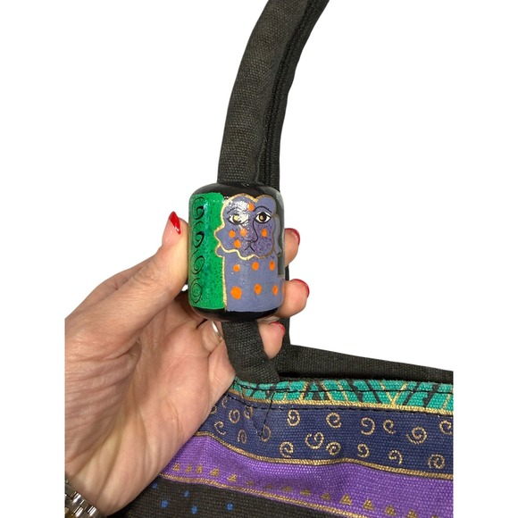 Laurel Burch Dogs and Doggies Canvas Bag Large 18" Artsy Travel Book Tote Sack - Picture 8 of 16